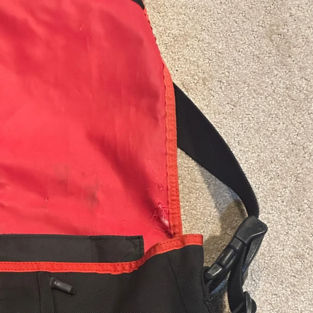 Timbuk2 Classic Messenger Bag Black Grey Herringbone Red Trim Large Commuter